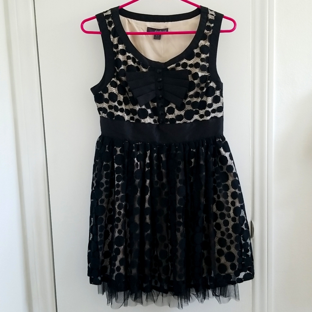 Forever 21 Black Polka Dot Lace Dress / Size Petite Small